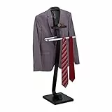 Relaxdays Herrendiener, mit Ablage, Kleiderbutler für Jackett & Hose, HBT: 112x46x32 cm, Stummer Diener, schwarz/silber