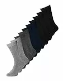 JACK & JONES 10-er Set Socken Schwarz Dunkelblau Grau Mix Größe 41-46