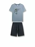 Sanetta Jungen-Schlafanzug blau kurz Basketball | Hochwertiger und bequemer Schlafanzug aus 100% Baumwolle.