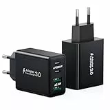 Ladegerät USB C Netzteil, 2-Pack 40W 4-Port USB C Mehrfachstecker Typ C Ladegerät Schnellstecker USB Ladegerät für iPhone 16 15 14 13 12 11 Pro Plus Max XS XR SE, iPad, Samsung