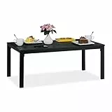 Relaxdays Gartentisch rechteckig, Holzoptik, Esstisch, Garten, Balkon, Terrasse, HBT: 39x98x48 cm, Balkontisch, schwarz