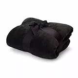 Lumaland Kuscheldecke 150x200cm aus herrlich kuscheligem 100% Coral Fleece | Warme & atmungsaktive Sofadecke aus besonders weichen Fasern zum Entspannen drinnen oder draussen [Schwarz]