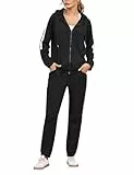 Litherday Jogginganzug Damen Set Freizeitanzug Baumwolle Trainingsanzug Frauen Streifen Sportanzug Fitnessanzug