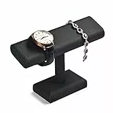 Oirlv PU Leder Uhrenständer,Uhrenhalter Schmuckständer,Watch Stand,Schmuck Armband Organizerständer(Schwarz)