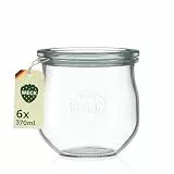 Weck Gläser 320ml – 6er Set mit Deckeln – Tulpenform – robuste, stapelbare Einkoch- & Einweckgläser - ideal für Meal Prep, Overnight Oats, Dessert & Marmelade – wiederverwendbar – Made in Germany
