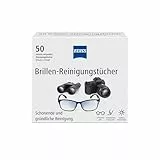 ZEISS Brillen-Reinigungstücher mit Alkohol 50 Stück zur schonenden & gründlichen Reinigung Ihrer Brillengläser - jedes Tuch einzeln verpackt - ideal für unterwegs oder auf Reisen