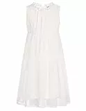 Kleid Mädchen 140 Kinder Chiffon Sommerkleid 146 Freizeitkleid Partykleid Blumenmädchenkleider Festlich Hochzeit A-Linie ärmellos Rundhals Weiß