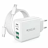 USB C Ladegerät, iPhone Netzteil, Stecker USBC Fast Charger Schnellladenetzteil, Schnellladegerät Ladestecker Power Adapter für iPhone 17 16 15 Plus Pro Max, iPad, Samsung Handys (mit 2M USB-C Kabel)