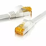 SEBSON Ethernet LAN Kabel 15m - CAT 7 Netzwerkkabel 10 Gbit/s, U-FTP Patchkabel RJ45 flach - Router, PC, TV, NAS, Spielekonsolen