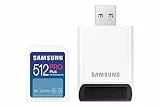 Samsung PRO Plus SD-Karte, 512 GB, UHS-I U3, Full HD & 4K UHD, 180 MB/s Lesen, 130 MB/s Schreiben, Speicherkarte für Kameras und Drohnen, Inkl. USB-Kartenleser, MB-SD512SB/WW