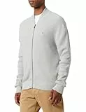 Tommy Hilfiger Herren Strickjacke Cardigan mit Reißverschluss Structure Baseball Zip Through ohne Kapuze, Grau (Light Grey Heather), 3XL