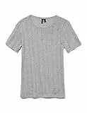VERO MODA Damen Vmlisa Pointelle Ss Top JRS Noos, Light Grey Melange, M