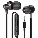 Mas Carney │ WI7 kabelgebundene In-Ear-Kopfhörer, Metall-Ohrhörer mit Mikrofon, Lautstärkeregler für Smartphones, Tablets und Computer │ Schwarz