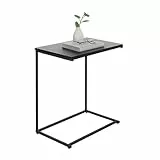 Relaxdays Beistelltisch, C-Form, große Tischplatte, HxBxT: 60 x 55 x 35 cm, Sofatisch zum Unterschieben, Eisen, schwarz