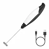Elektrischer Milchaufschäumer-Stab, USB Aufladbar Handheld Milchaufschäumer Mixer, Elektrischer Milk Frother mit 3 Geschwindigkeiten, Milchaufschäumer Handgerät für Latte, Mokka, Backen, Kuchen