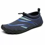 Mishansha Badeschuhe Herren Damen Wasserschuhe Atmungsaktive Schnell Trocknend Schwimmschuhe Rutschfeste Leicht Barfußschuhe fur Männer Frauen, Denim Blau, 44 EU