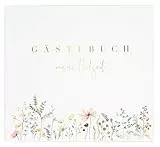 goldbuch 50 044 Gästebuch Blütenliebe Weiß, Hochzeitsgästealbum mit 100 illustrierten Seiten, Fotogästebuch mit Hardcover aus Kunstdruck mit Blumen-Motiv und Goldprägung, ca. 24,5 x 22,5 x 3,5 cm