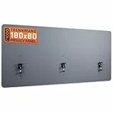RICOO ZAP1880-G Akustik Trennwand Schreibtisch 180 x 80cm Sichtschutz Schreibtisch Trennwand Filz Pinnwand Grau Geräuschdämmung Akustik Diffusor Schallschutz Büro Tischtrennwand mit Tischklemme