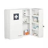 Relaxdays Medizinschrank Stahl, HBT: 53 x 53 x 21,5 cm, weiß