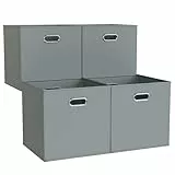 ATHLON TOOLS 4x Faltboxen 33L verstärkt, 33x33x33cm - Oxford-Material - je 2 Griffe - Aufbewahrungswürfel - Hochwertige Organizer-Boxen (Grau)