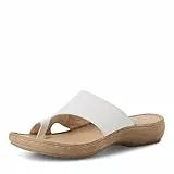 MARCO TOZZI Damen Zehentrenner aus Leder Modern, Weiß (White), 40 EU