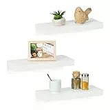 Relaxdays Wandregal, 3er Set, BxT: 38 x 15 cm, Dekoregal Wand, MDF, modernes Design, Schweberegal, Regalbrett, weiß