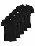 ALPIDEX Herren T-Shirts 5er Set Rundhals 100% Baumwolle Einfarbig Shirts Basic Shirt Kurzarm S M L XL XXL 3XL 4XL 5XL, Größe:5XL, Farbe:Black