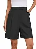 Famulily Damen Hot Pants Sommer Weites Bein Shorts High Waisted Casual Bermuda Shorts Lightweight Workwear Shorts Schwarz XXL
