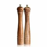 DeroTeno Salz- und Pfeffermühle Set, Pfeffermühle mit Edelstahlmahlwerk, Salzmühle mit Keramikmahlwerk, Akazienholz, H 30 cm