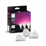 Philips Hue White & Color Ambiance GU10 LED Spot 3er Pack (400 lm), dimmbare LED Lampen für das Hue Lichtsystem mit 16 Mio. Farben, smarte Lichtsteuerung über Sprache und App