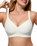 As Fairy Jelly-Strip BH Damen Bügellos Nahtlos, Weicher W-Form Stütze Push Up, U-/Kreuzrücken Wechselbar, V-Ausschnitt Vollabdeckung für Alltag, Cremeweiß 90C
