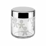 Alessi 'GIROTONDO' Küchendose mit Glas aus Aufdruck und abgedichtetem Deckel aus Edelstahl, Klar ,12,3cm