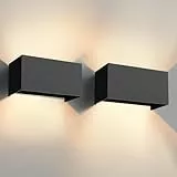 vatato LED Wandleuchte 24W, 3000K Außenlampe Außenleuchte Warmweiß, IP65 Innen/Aussen Aluminium Wandlampe, Außenwandleuchte Mit Einstellbar Abstrahlwinkel (Schwarz 2 Stück)