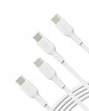 Belkin USB-C-auf-USB-C-Ladekabel, USB C Kabel, Schnellladekabel für iPhone 17/16/15, Samsung Galaxy S24, S24+, S24 Ultra, Note, Google Pixel, iPad Pro/Mini, Nintendo Switch, 1 m, 2er-Pack – Weiß