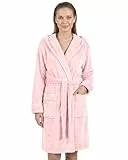 Gräfenstayn Bademantel Damen flauschig mit Kapuze - Kuschelfleece - Öko-Tex Standard 100 - Morgenmantel leicht & kurz - Größe (M, Rosa)
