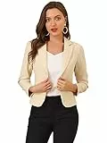 Allegra K Damen Gekerbter Kragen Offen Blazer Freizeit Jacke Büro Sakko Beige S