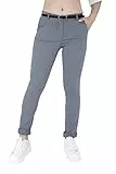 JOPHY & CO. Elastische Chino-Hose für Damen mit Gürtel (Artikelnummer: 3008), dunkelgrau, XL
