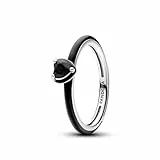 PANDORA ME Schwarzes Chakra Herz Ring aus Sterling-Silber mit künstlichen Kristallen, Größe: 54, 193088C01-54
