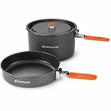 Odoland Camping Geschirr Set mit Camping Topf 2.4 L, Camping Bratpfanne 1.2 L, Camping Kochset für Camping Outdoor Kochen Wandern Reisen