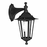 EGLO Außen-Wandlampe Laterna 4, 1 flammige Außenleuchte, Wandleuchte aus Aluguss und Glas, Farbe: Schwarz, Fassung: E27, IP44