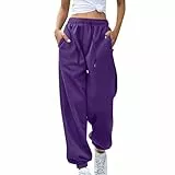 HSUAYEUD Schwarze Hosen Damen Damen Casual High Waist Tapered Hose Baumwoll Gerades Bein Hosen Einfarbig Freizeithosen mit Taschen