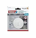 tesa Deckenhaken Tapeten und Putz - Selbstklebender Haken - Ideal Zur Befestigung Von Deko-Objekten - Spurlos Ablösbar, Weiß, 1 x 0,5 Kg