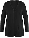 Samoon Damen Lange Basic-Strickjacke Langarm unifarben Black 44