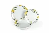 Excelsa Lemon 18-teiliges Tafelservice, Porzellan, Weiß/Zitronen