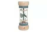 Jollein Regenmacher Baby aus Holz – On the Go – Baby Spielzeug ab 0+ Monaten – Mit Roller & Helikopter-Motiv – Fördert Sinne & Motorik – Seegrün/Beige