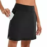 Timuspo Damen 18 Zoll knielanger Tennisrock mit Hose drunter Golfrock mit 4 Taschen für Sommerlaufen, Radfahren, Wandern
