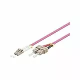 Goobay 95942 Glasfaser Kabel Multimode OM4 Violett Duplex / LC UPC Stecker auf SC UPC Stecker / Lichtwellenleiter LWL Kabel halogenfrei / Violett / Glasfaserkabel 0,5m