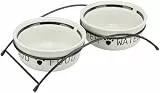 Napf-Set, Keramik/Metall, 2 × 0,25 l/ø 13 cm/27 × 7 × 14 cm, weiß/schwarz