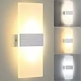 Lightsjoy 12W LED Wandleuchte Innen Wandlampe Dimmbare Up Down Licht Flurlampe Modern Wandlicht Beleuchtung für Treppenhaus Wohnzimmer Schlafzimmer Flur Warmweiß Kaltweiß Neutralweiß (2700K-6500K)