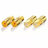 SEBSON Antenne SAT Adapter Set - 4X F-Buchse auf Koax Buchse (IEC) - Satellitenkabel Adapter für TV, Receiver, Radio mit IEC Koax Anschluss